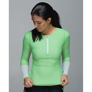 Lululemon Water: Surf To Sand Rashie Size XXS‎ Swim Top Green White